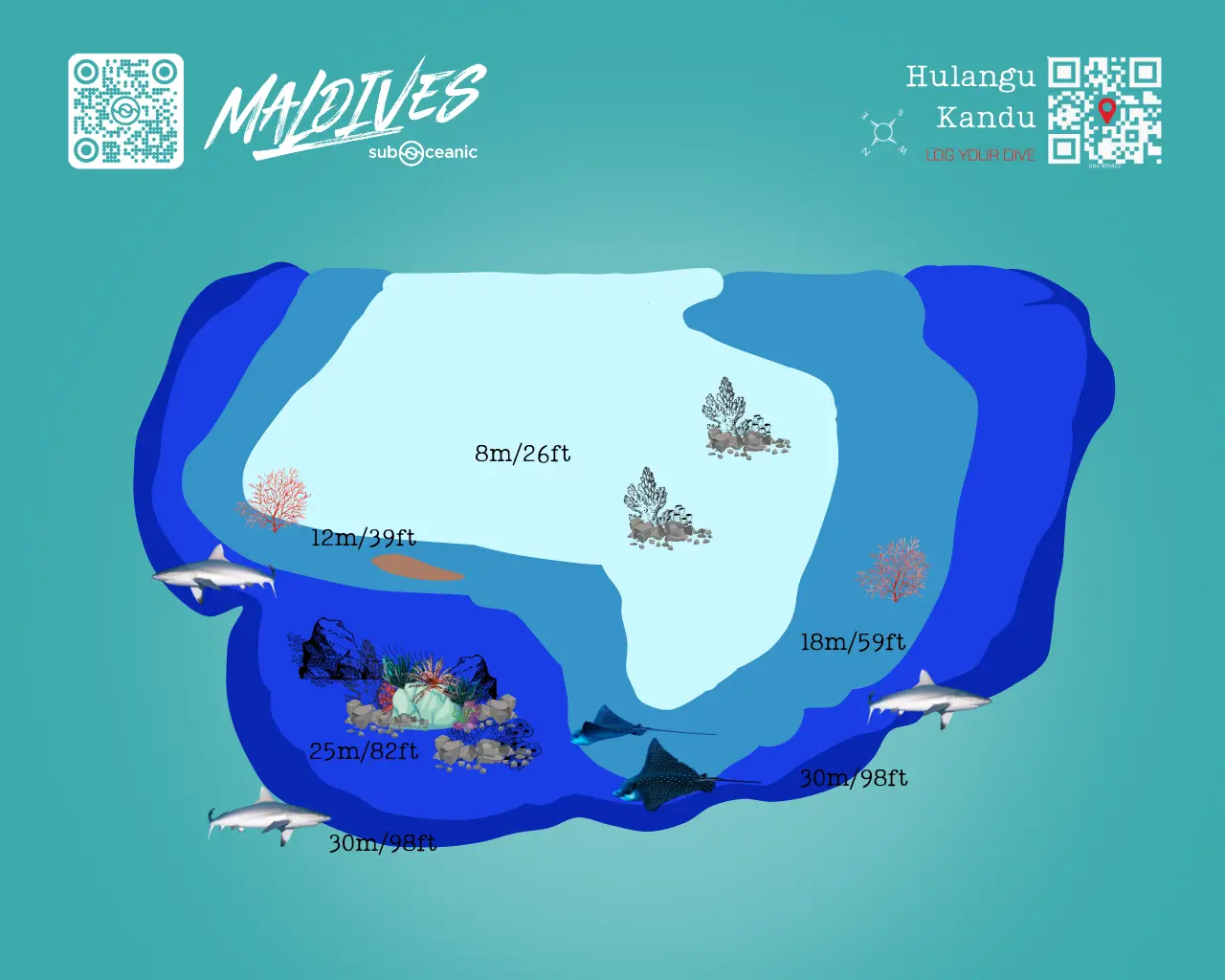Hulangu Kandu Dive Site Map - One of Maldives TOP 10 Dive Sites located in North Male Atoll