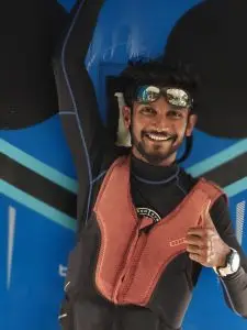 Sub Oceanic Maldives Water Sports Instructor Misah is carrying a Fun Tube